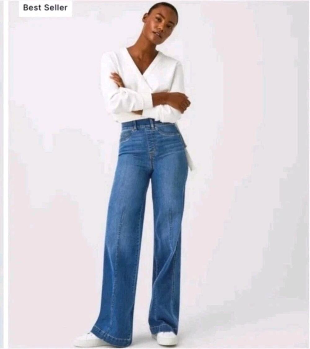 Spanx Seamed Front Wide Leg *In Raw Indigo* Cotton Blend Jeans 3X